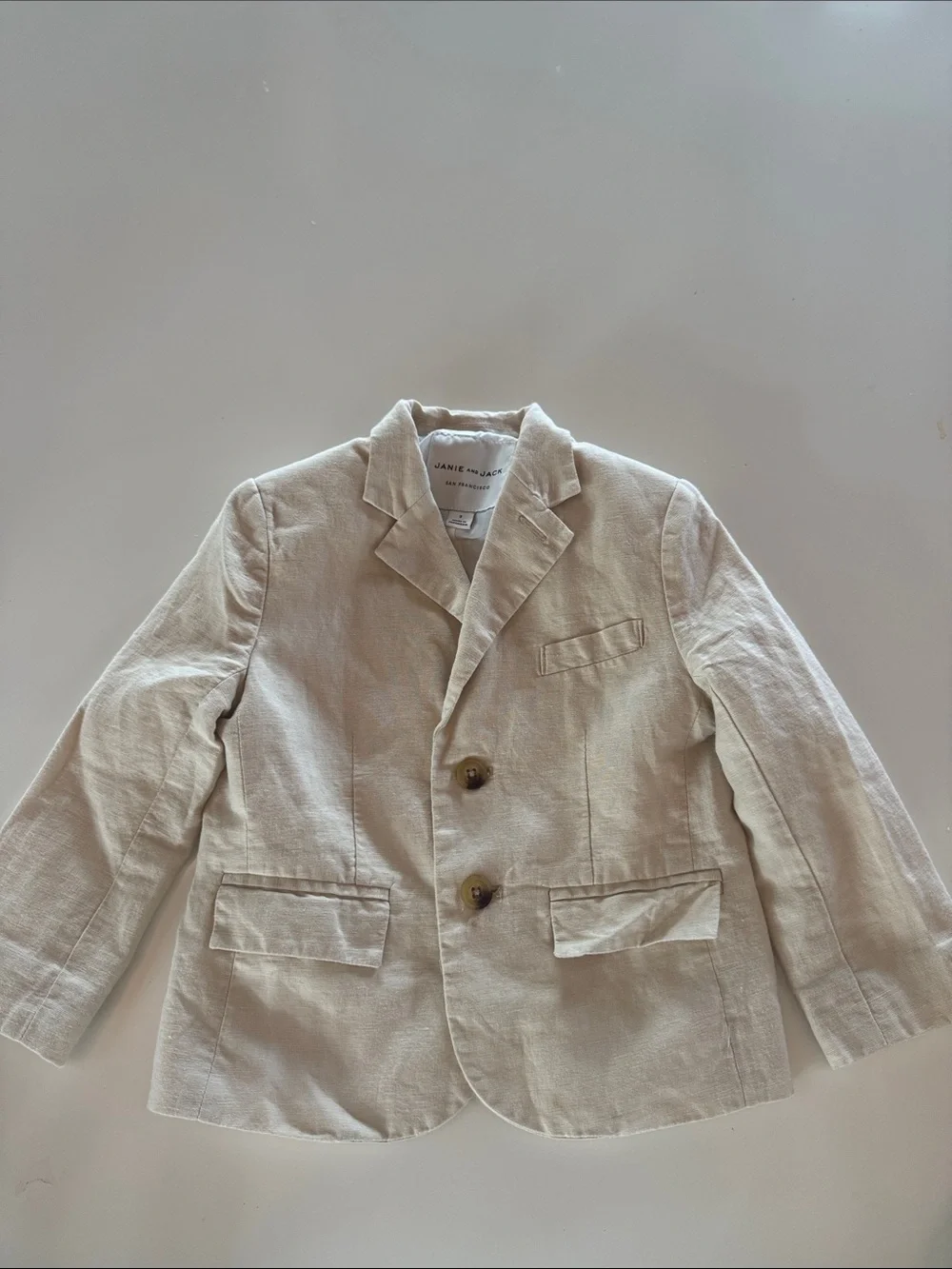 Janie and Jack Beige/Cream Linen-Blend Boys' Blazer